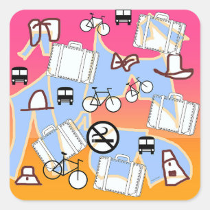 Pegatina Cuadrada Tener maleta para viajar