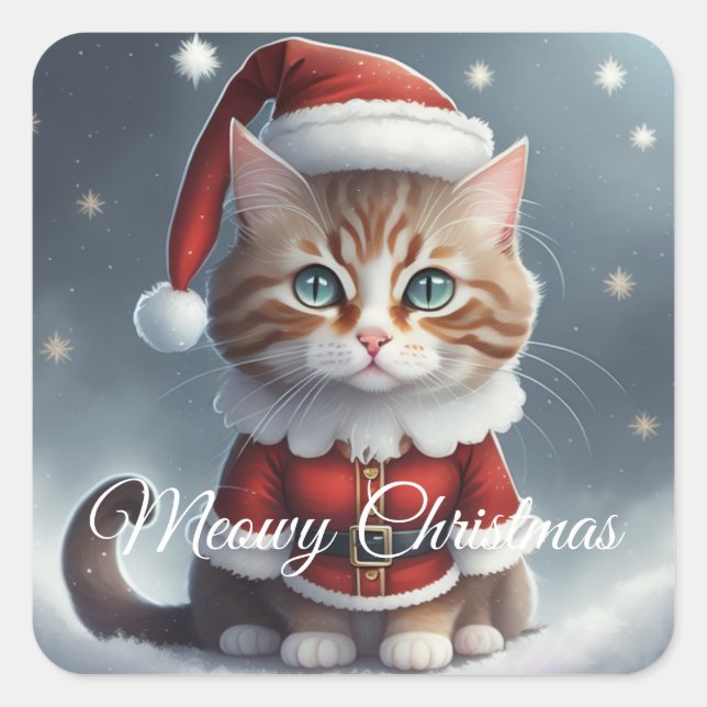 Pegatina Cuadrada Tener navidades perfectos ~ Meow ^-^ (Anverso)