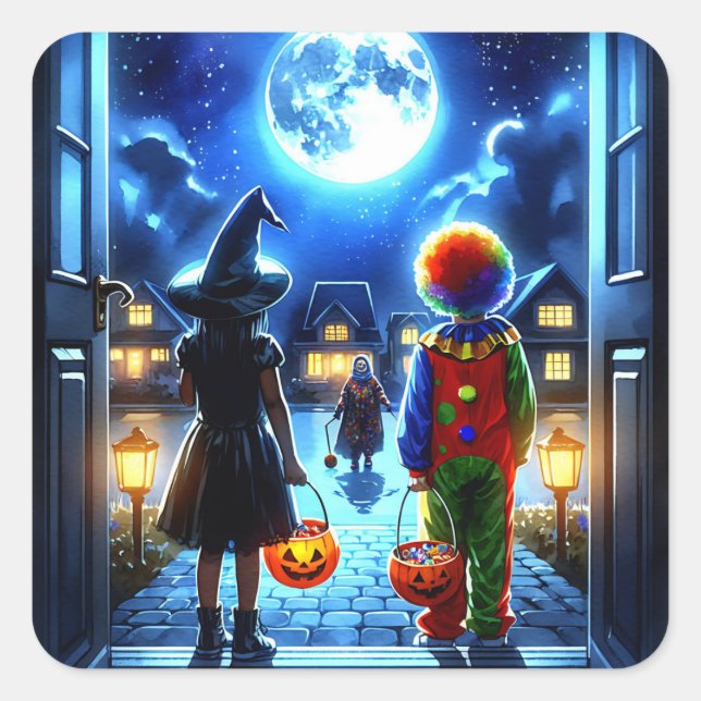 Pegatina Cuadrada Tener una Halloween fantasmal (Anverso)