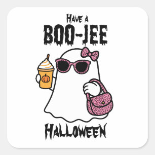 Pegatina Cuadrada Tenga un fantasma de Halloween Boo-jee