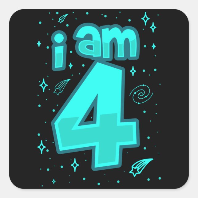 PEGATINA CUADRADA TENGO 4 AÑOS Y CUARENTA AÑOS AÑO (Anverso)