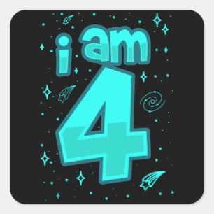 PEGATINA CUADRADA TENGO 4 AÑOS Y CUARENTA AÑOS AÑO