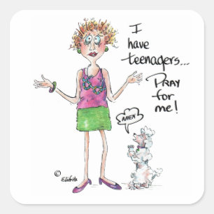 Pegatina Cuadrada Tengo adolescentes, recen por mí refrigerador de 