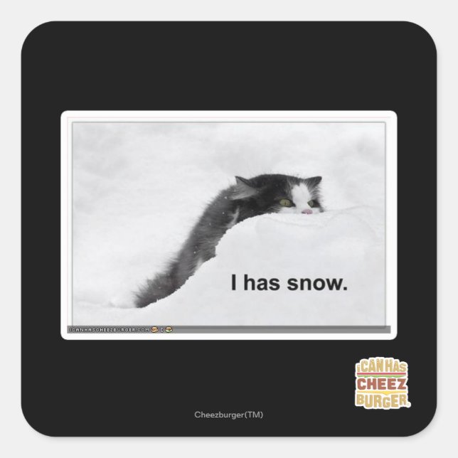 Pegatina Cuadrada Tengo nieve. (Anverso)