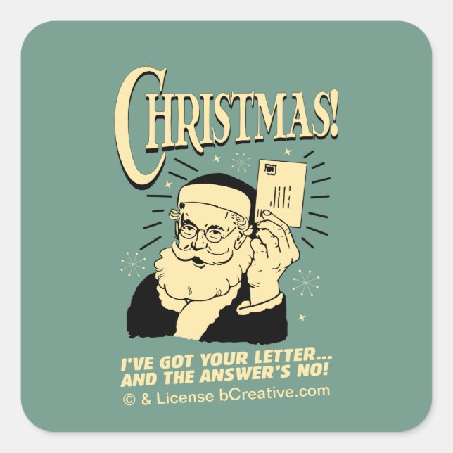 Pegatina Cuadrada Tengo Tu Carta. La respuesta es no (Anverso)