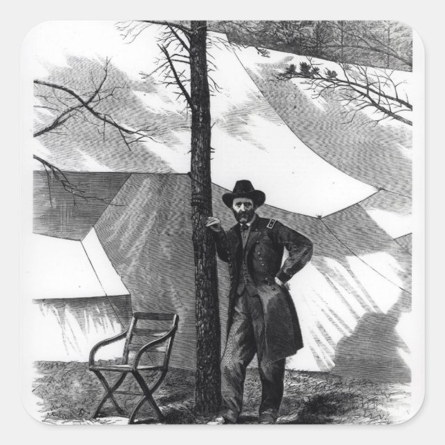 Pegatina Cuadrada Teniente General Ulysses S. Grant (Anverso)