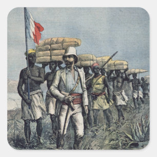 Pegatina Cuadrada Teniente Mizon en su misión de 1892