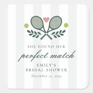 Pegatina Cuadrada Tenis Boda Perfect Match