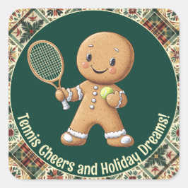 Pegatina Cuadrada Tenis de pan de jengibre Grand Slam 🎾 texto 🎄 pe