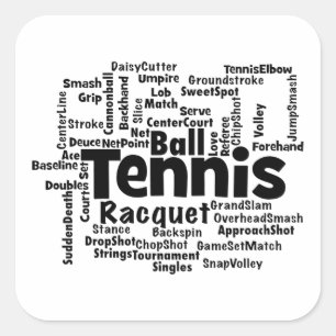 Pegatina Cuadrada Tenis Word Cloud