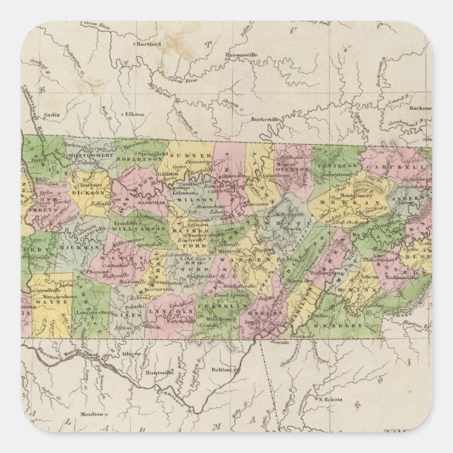 Pegatina Cuadrada Tennessee 4