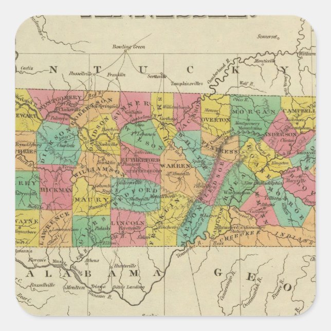 Pegatina Cuadrada Tennessee 7 (Anverso)