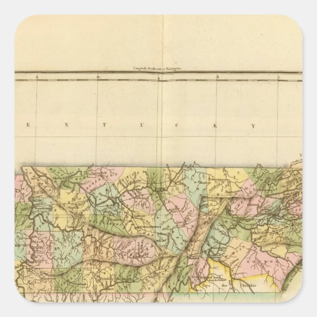 Pegatina Cuadrada Tennessee US (Anverso)
