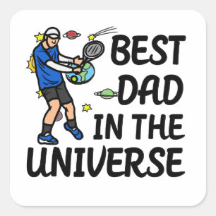 Pegatina Cuadrada Tennis Dad Mejor papá en el Universo para Padre