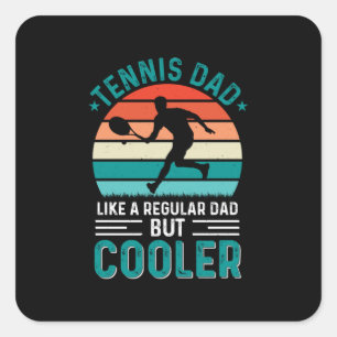 Pegatina Cuadrada Tennis Dad Retro Sunset