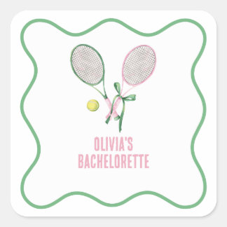 Pegatina Cuadrada Tennis preppy bachelorette