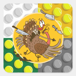Pegatina Cuadrada Tennis Turkey personalizado gracioso de Acción de