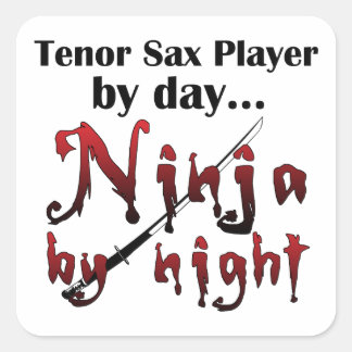 Pegatina Cuadrada Tenor Sax Ninja