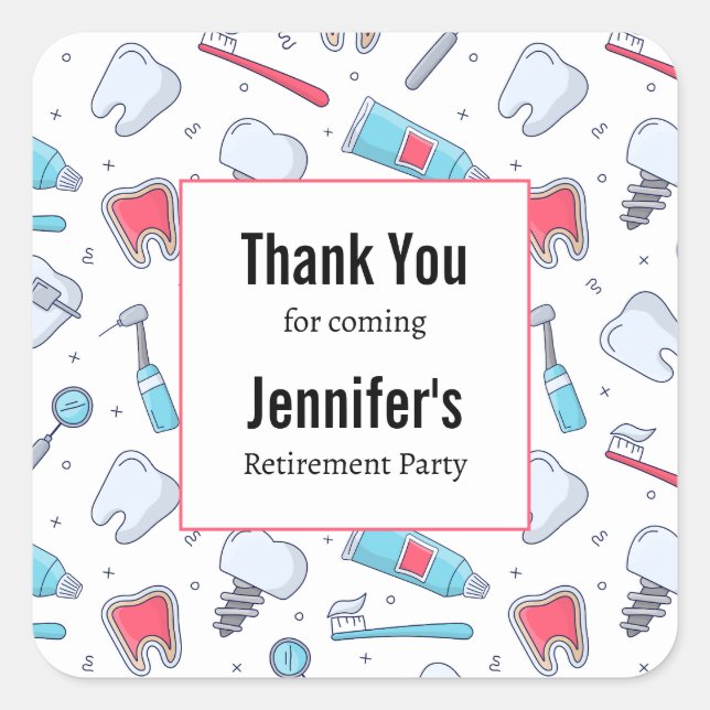 Pegatina Cuadrada Teorías y herramientas Patrón dental gracias (Anverso)