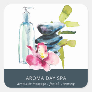 PEGATINA CUADRADA TERAPIA DE MASAJE DEL COLOR DE AGUA DE PIEDRA ORQU