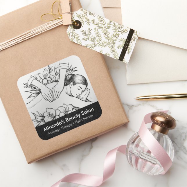 Pegatina Cuadrada Terapia Masajista Manos Curadoras Energía Spa Well (Regalar)