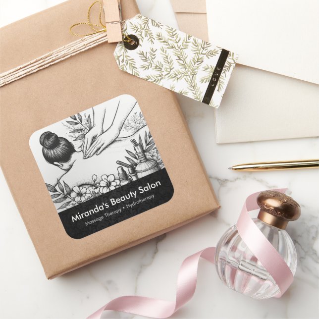 Pegatina Cuadrada Terapia Masajista Manos Curadoras Energía Spa Well (Regalar)