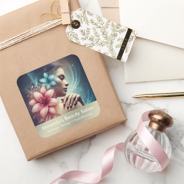 Pegatina Cuadrada Terapia Masajista Manos Curadoras Energía Spa Well (Regalar)