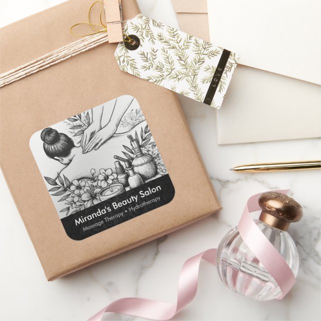 Pegatina Cuadrada Terapia Masajista Manos Curadoras Energía Spa Well (Regalar)