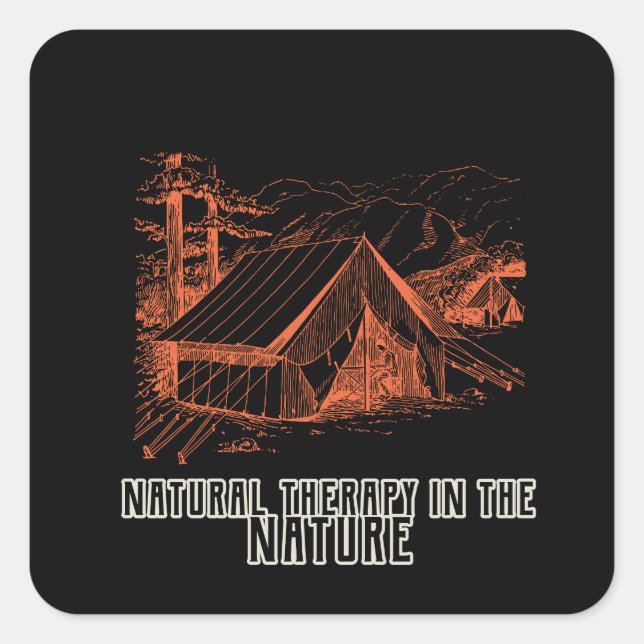 Pegatina Cuadrada Terapia natural en la Naturaleza (Anverso)