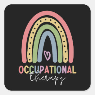 Pegatina Cuadrada Terapia ocupacional al arcoiris terapista