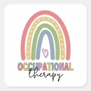 Pegatina Cuadrada Terapia ocupacional al arcoiris terapista