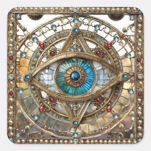 Pegatina Cuadrada Tercer Ojo Vidrio de Ventana Ornamentado