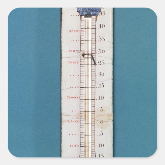 Pegatina Cuadrada Termómetro montado con un capó frigiano (Anverso)