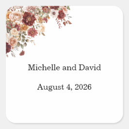 Pegatina Cuadrada Terra Cotta Wedding, Reception,