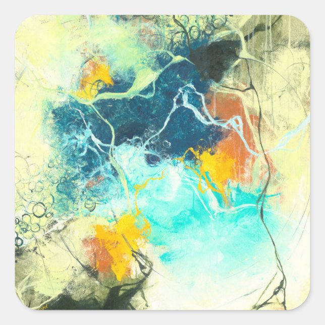 Pegatina Cuadrada Terra - Diseño Resumen Verde (Anverso)