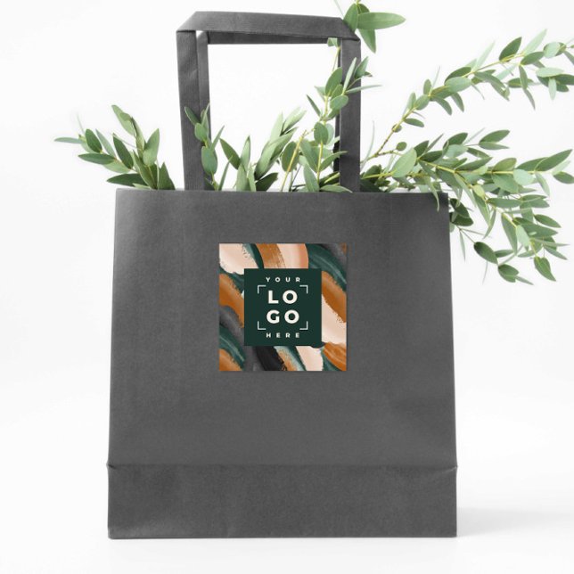Pegatina Cuadrada Terracota, abstracto verde pintado mínimo moderno (Subido por el creador)