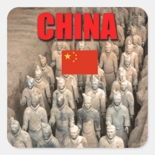 Pegatina Cuadrada Terracota Army China - Fotografía profesional