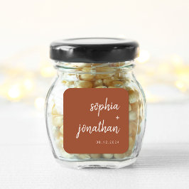 Pegatina Cuadrada Terracota moderna de escritura Minimalista | BODA