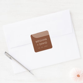 Pegatina Cuadrada Terracotta Rustic Boho Arqueado Boda moderno