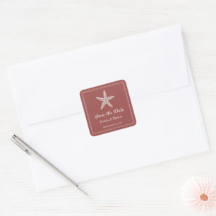 Pegatina Cuadrada Terracotta Starfish Save the Date