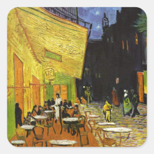 Pegatina Cuadrada Terraza cafetería en Night Van Gogh