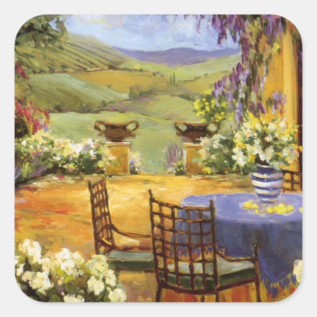 Pegatina Cuadrada Terraza en el campo (Anverso)