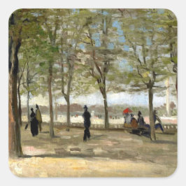 Pegatina Cuadrada Terraza en los jardines de Luxemburgo (1886) arte