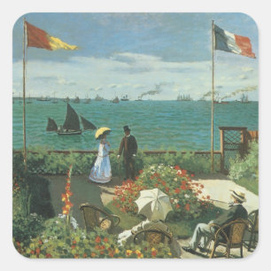 Pegatina Cuadrada Terraza junto al mar por Claude Monet