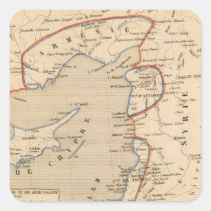 Pegatina Cuadrada Terre Sainte depuis la deuxieme croisade