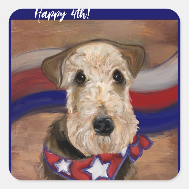 PEGATINA CUADRADA TERRIER AIREDALE        (Anverso)