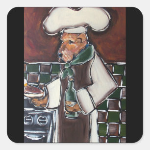 PEGATINA CUADRADA TERRIER AIREDALE 