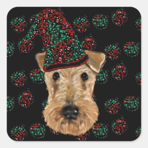 PEGATINA CUADRADA TERRIER AIREDALE