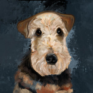PEGATINA CUADRADA TERRIER AIREDALE