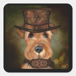 PEGATINA CUADRADA TERRIER AIREDALE